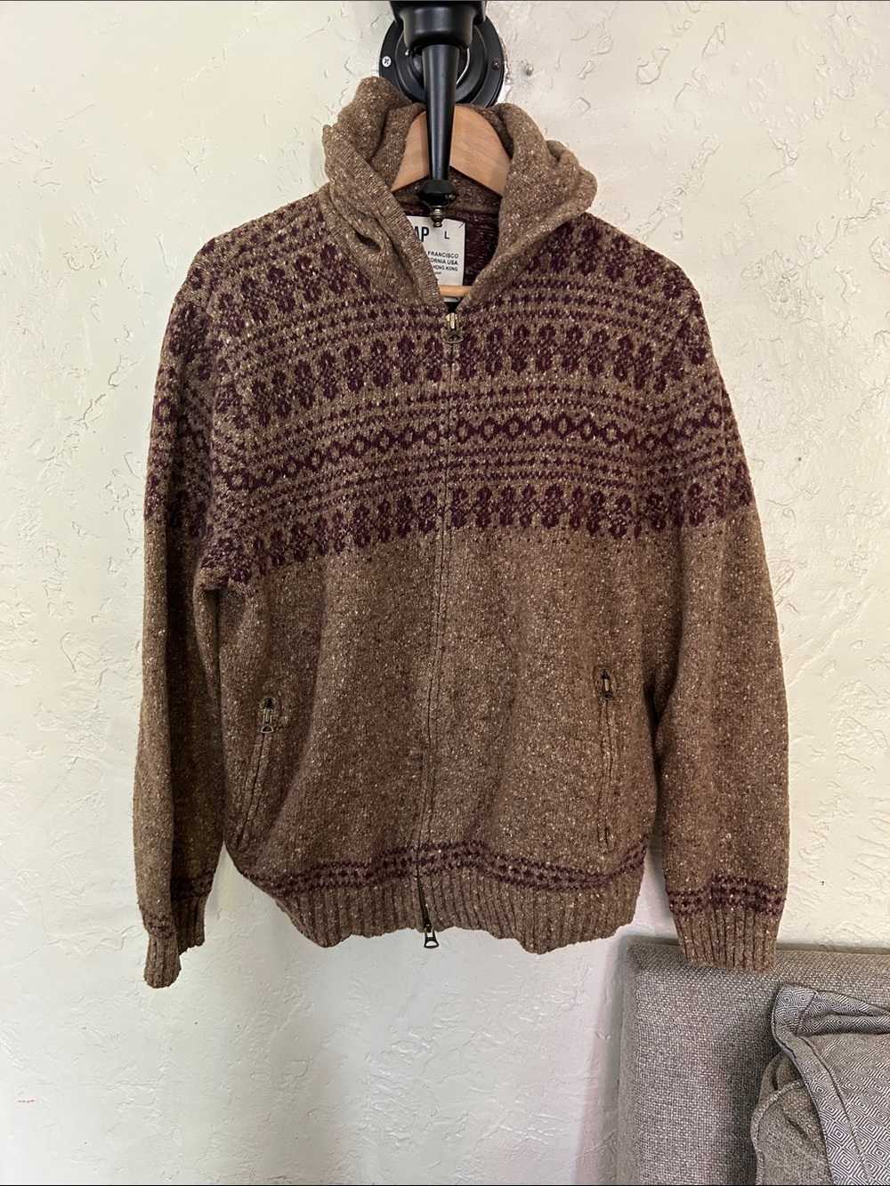 GAP Vintage Wool-Cashmere Blend Knit Hoodie Sweater